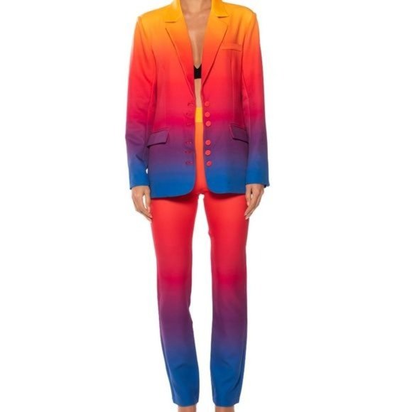 Callie Sunset Blvd Pantsuit: Ombre Blazer & Skinny Slacks: L 1X - Picture 7 of 15
